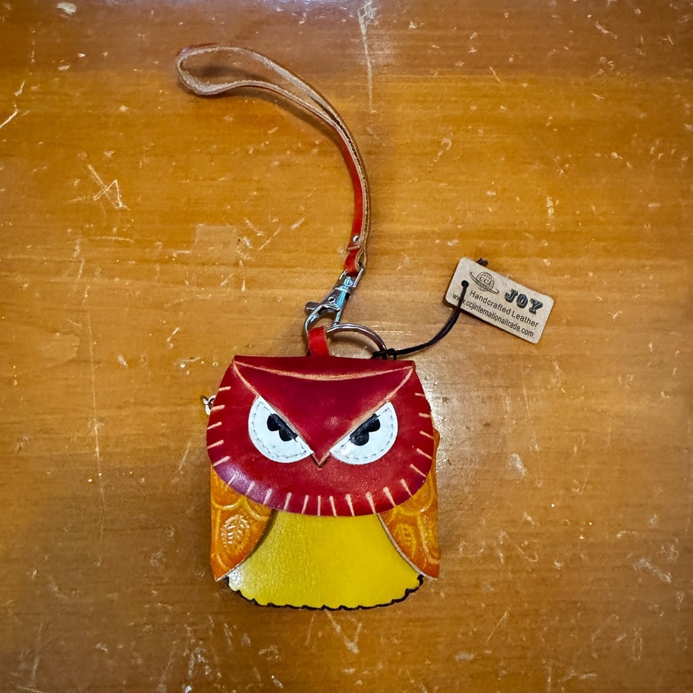 Handcrafted Leather Owl Wristlet